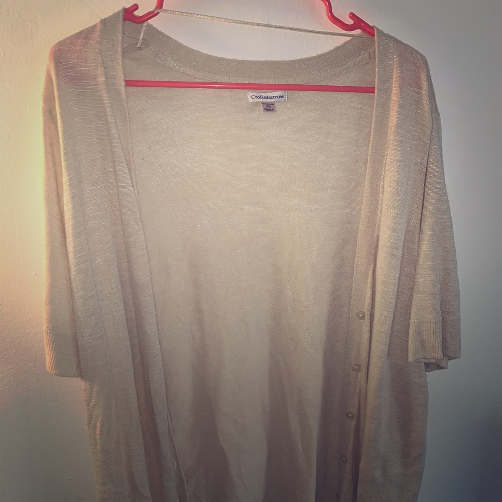 Cream short sleeve cardigan
